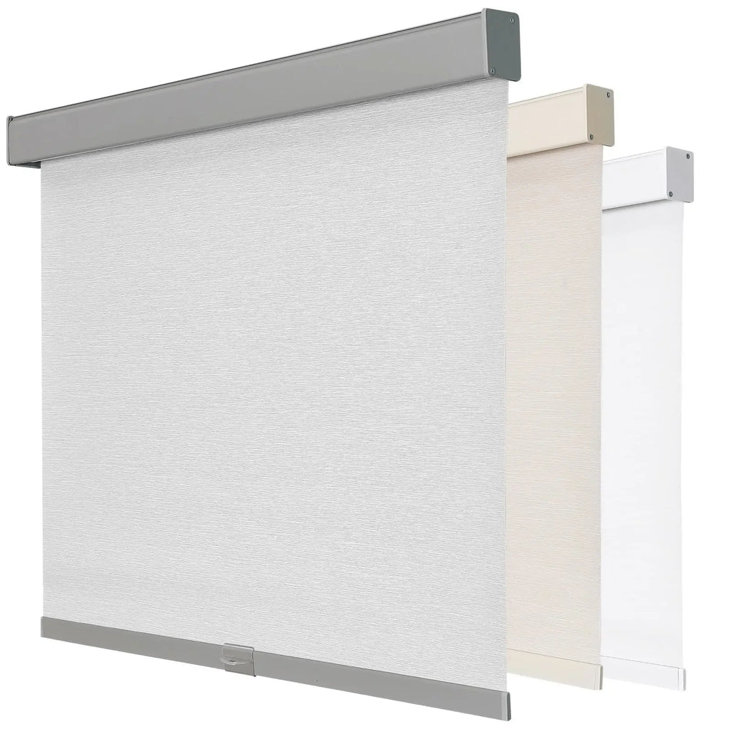 100% Blackout Cordless Roller Shades for Windows Free-Stop UV Protected Natural Woven Blinds Plain Technique for Home Office