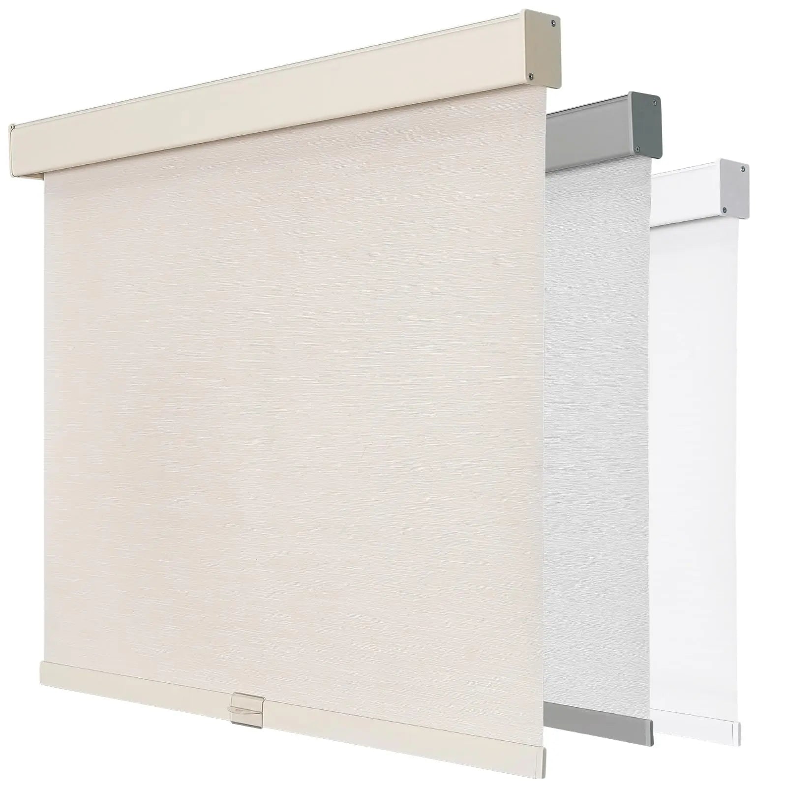 100% Blackout Cordless Roller Shades for Windows Free-Stop UV Protected Natural Woven Blinds Plain Technique for Home Office